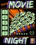 Horror movie night poster illustration
