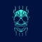 Horror Neon Blue Skull T-shirt Design Illustration