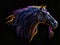 Horse animal abstract wallpaper. Contrast background stallion in vivid colors. Ai Generated