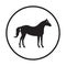 Horse, animal, mustang, race icon. Rounded black color