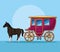 Horse with antique carriage vehicle