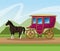Horse with antique carriage vehicle