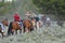 Horse back riding on trail