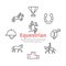 Horse banner line icons set. Equestrian. Vector signs for web graphics