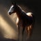 Horse in blurry rays of light by Generative AI