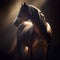 Horse in blurry rays of light by Generative AI