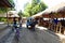 Horse carriage in the crowded main street of Gili Trawangan Island, Lombok, Indonesia