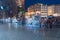 Horse carriages at Main Square in Krakow at night, Poland