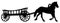 Horse with a cart. Wagon with a steed. Vector silhouette