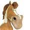 Horse cartoon is a little bit angry on white background close up