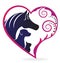 Horse cat and dog love logo