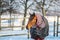 Horse with clothes in wintertime