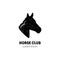 Horse Club Logo Template with Horse Head Profile, Equestrian Sport Club, Horse School Riding Lessons Badge Vector