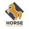 Horse club logotype with animal silhouette standing on two legs