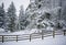 Horse Corral in Winter Snow