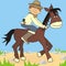 Horse and cowboy, cute vector illustration, boy on horse, animal, cartoon
