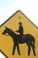 Horse crossing sign close-up