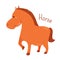 Horse. Domestic pets. Sticker for kids.