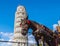 Horse drawn cab at the Leaning Tower of Pisa - a tourist attraction - PISA ITALY - SEPTEMBER 13, 2017