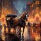 Horse-Drawn Carriage in a Bustling Cityscape