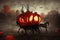 horse-drawn carriage of Halloween pumpkins