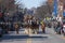 Horse drawn carriage in Saint Patrick`s Day parade Boston, USA