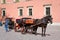 Horse-drawn carriage in Warsaw. Poland