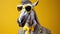 Horse dressed in businessmans suit and sunglasses. Humorous image