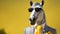 Horse dressed in businessmans suit and sunglasses. Humorous image