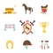 Horse and equestrian icons in flat style