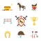 Horse and equestrian icons in flat style vector design illustration