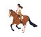 Horse, equine rider, riding horseback. Happy woman, girl equestrian on galloping stallion. Horseriding activity