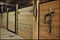 Horse farm stable shed interior with wood doors