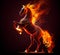 horse that is on fire on a black background. Generative AI