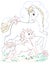 Horse and foal cartoon graphic  art whith color line art