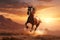 Horse galloping through desert. Generative AI