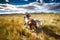 Horse galloping on the prairie, generative AI