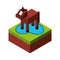 Horse with ground isometric isolated icon