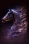 Horse head connected to galactic nebula. A horse on a black background