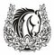 Horse head in the horseshoe. Logo. icon, emblem.