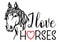 Horse head. Love horses graphic hand drawn vector illustration with text isolated on white. Girl who loves horses