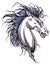 Horse Head newskool tattoo. Set of horses labels and elements. Vector set illustration template tattoo