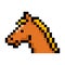 Horse head pixel art on white background