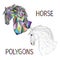 Horse head polygons multicoloured and outline vector illustration editable hand draw