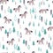 Horse Herd in the Green Forest Vector Graphic Seamless Pattern