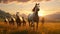 a horse herd in a magical, glowing meadow