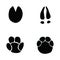 Horse, hippopotamus, deer, elephant footprint