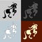 Horse icon set. Equine stables sign. Equestrian brand emblem. Royal stallion logo.Vector illustration.