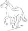 Horse Illustration Black Sketch Running - Vector