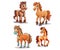 Horse illustration, Horses in various poses